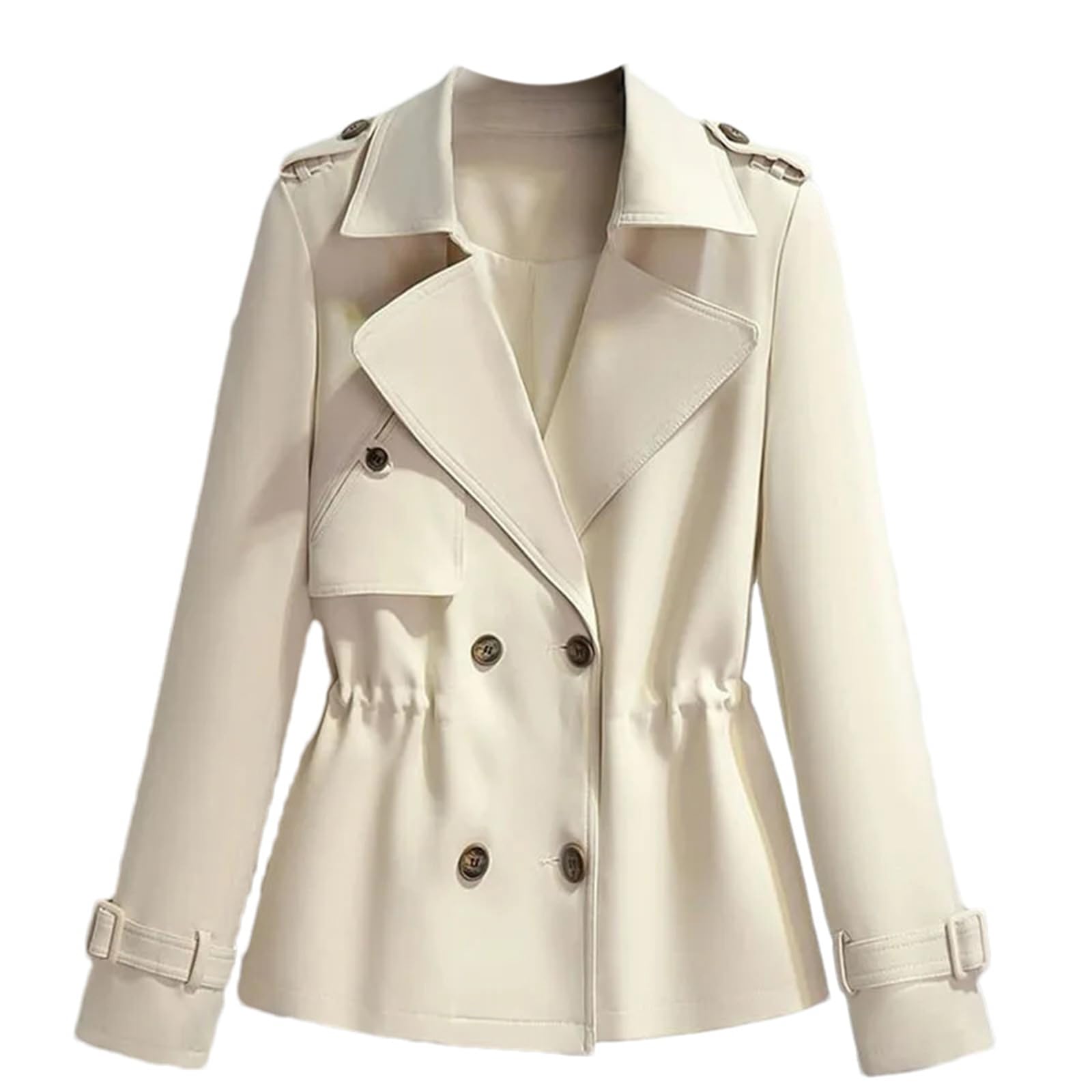 Amazon.com: Women's Short Trench Coat – Drawstring Casual Jacket